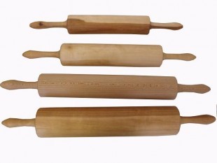 Rolling pin with fixed wooden handle