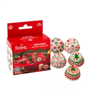Baking caps Christmas green, red, white 100pcs/box