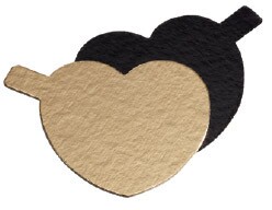 Gold/black heart shaped under cake boards with tab