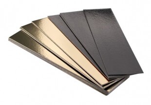 Gold/Black Rectangle Cake Board, Straight Edges 29x10 cm