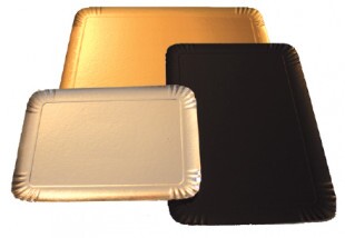 Karton tálca arany/fekete, szögletes, peremes